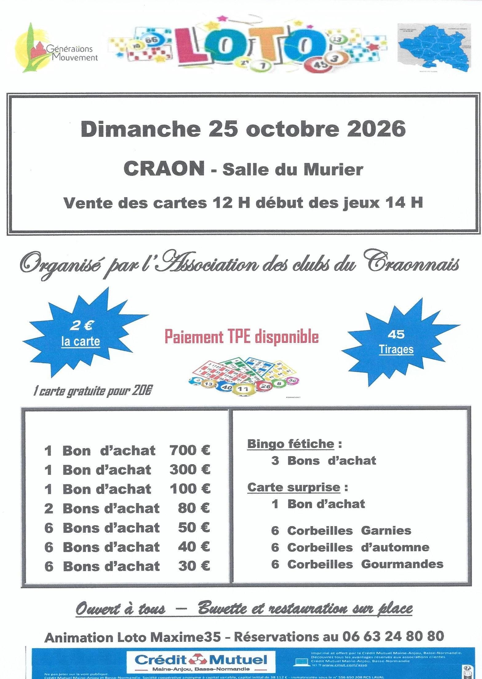 Loto clubs du craonnais 2026 Loto clubs du craonnais 2026